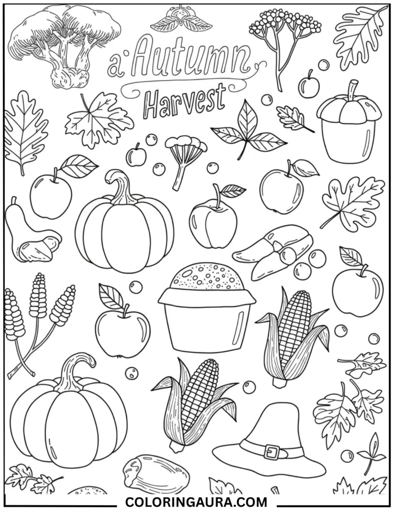 Thanksgiving Table: A rustic Thanksgiving table with autumn decorations, including pumpkins, gourds, and scattered leaves.