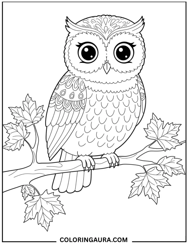 Cute owl perched on branch