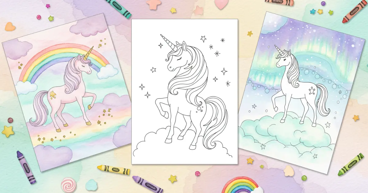 Aurora Unicorn Coloring Pages