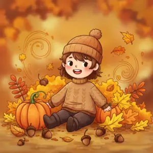 A fall and autumn-themed illustration for a coloring page