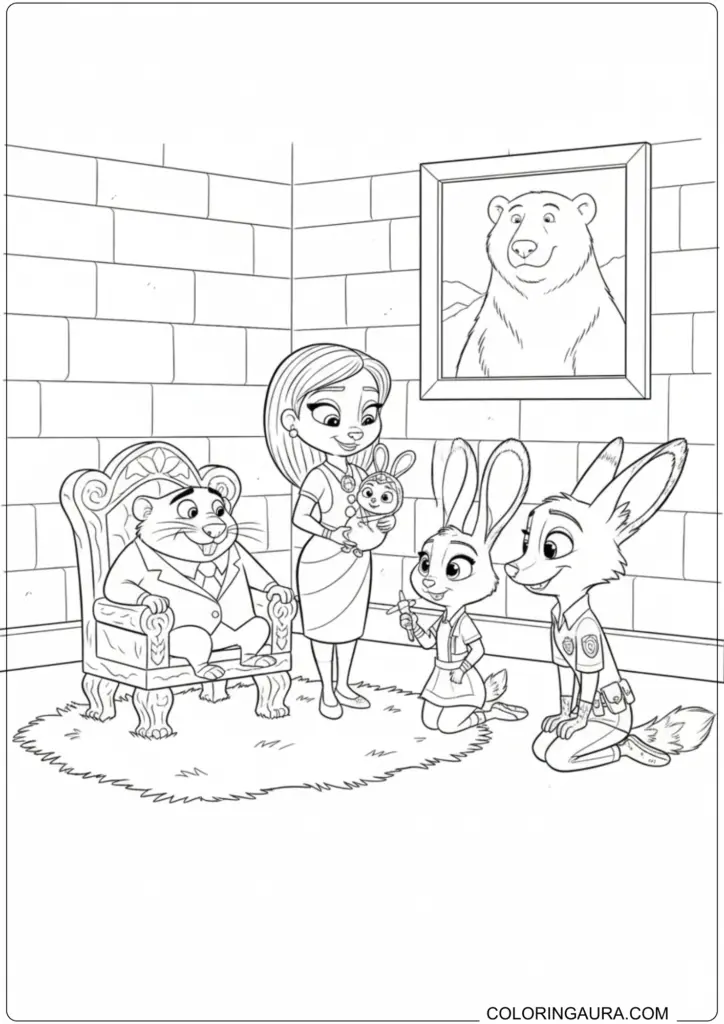 Judy Hopps and Nick Wilde visiting Mr. Big and Fru Fru with her baby.