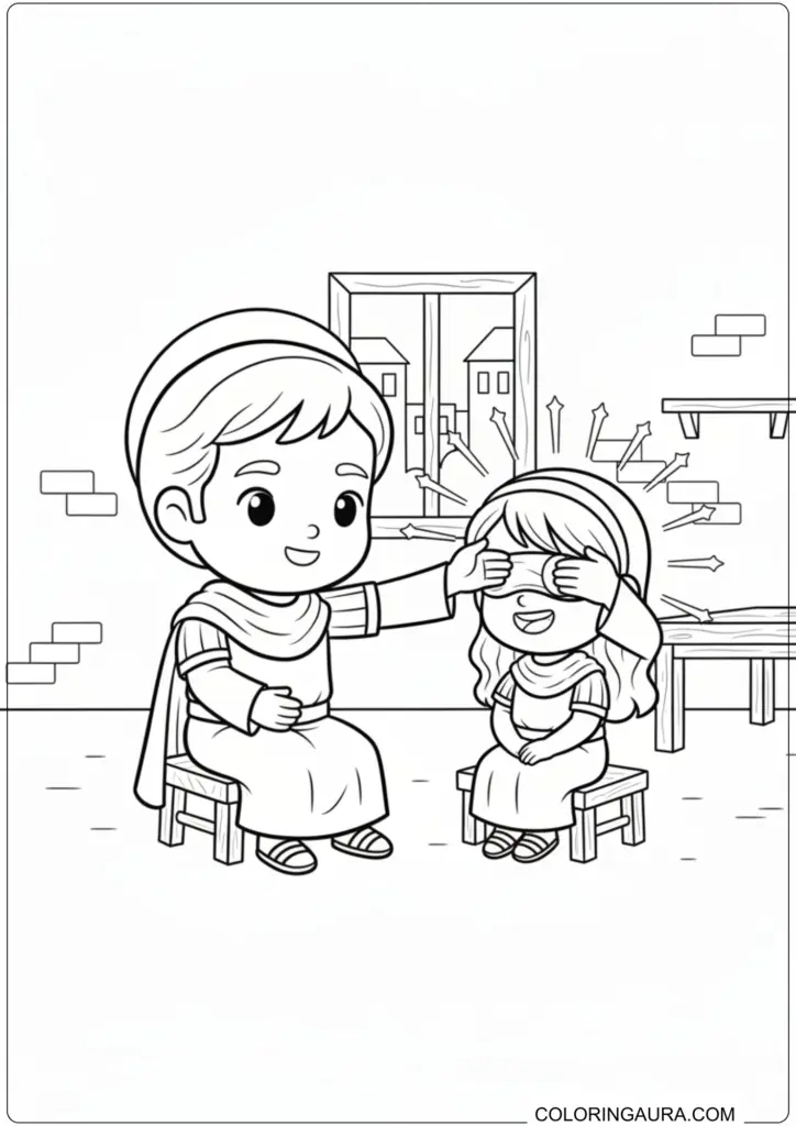 Saint Valentine restoring sight to the blind jailer's daughter with miraculous light