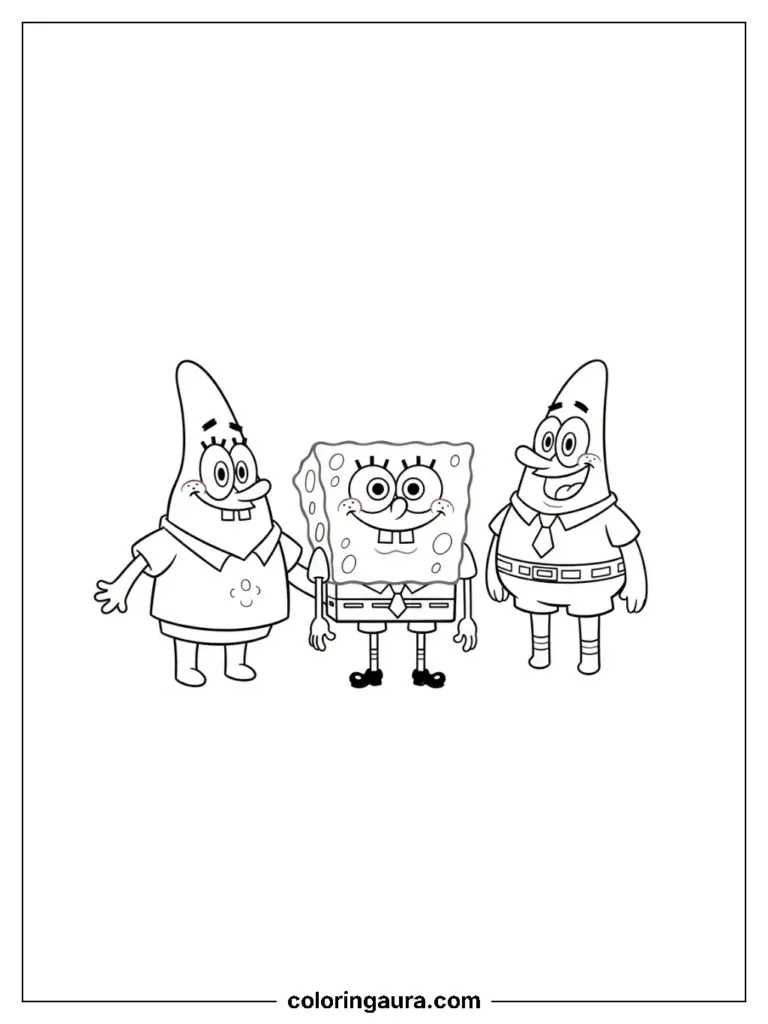 SpongeBob creatively drawing his underwater friends with colorful crayons.