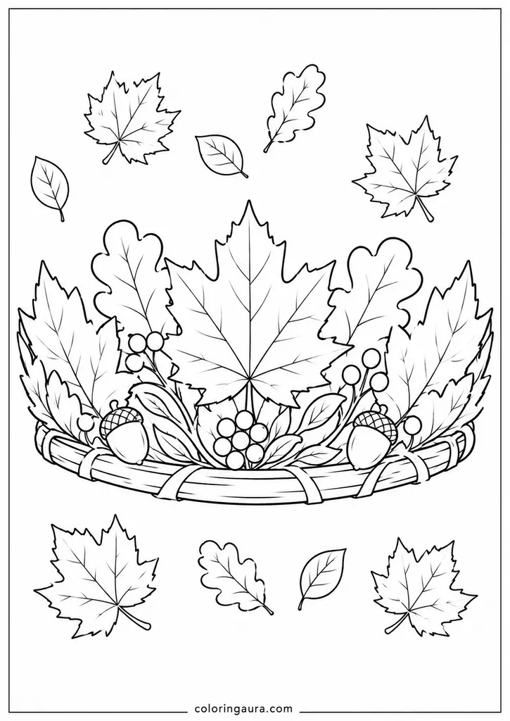 Autumn Leaf Crown Coloring Page