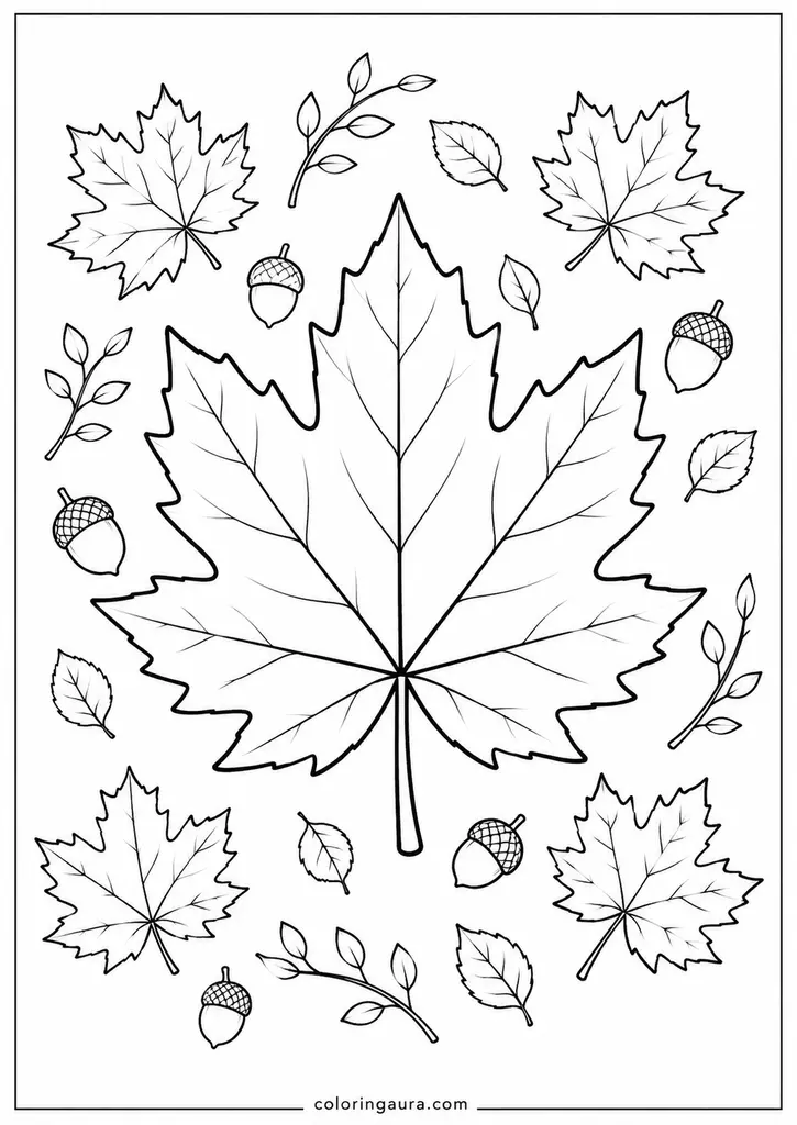 Giant Maple Leaf Coloring Page