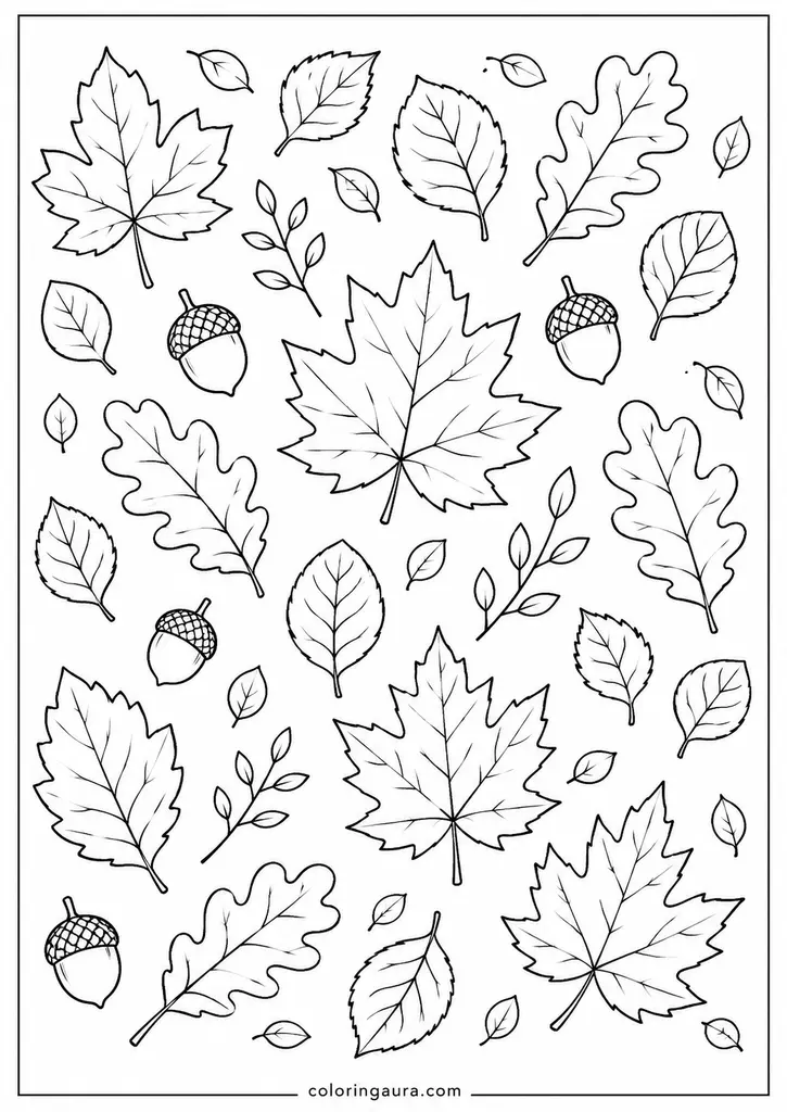 Cozy Autumn Leaf Pattern Coloring Page