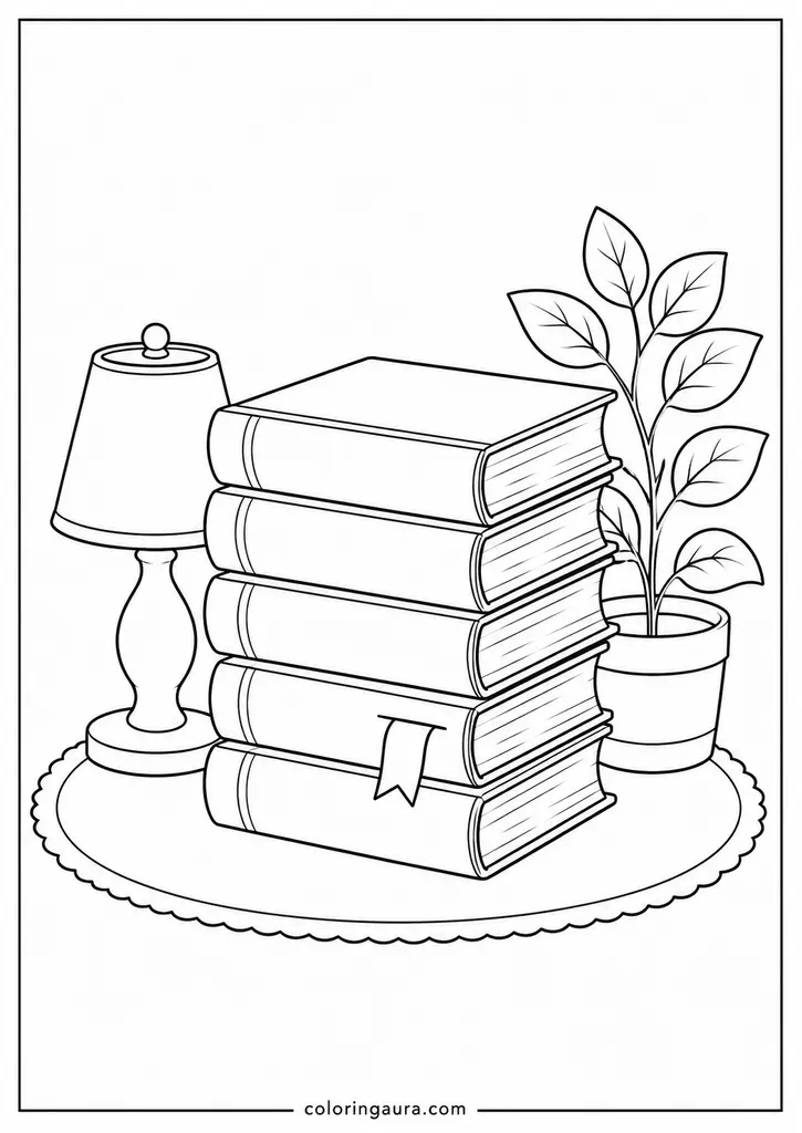 Stack of Books Coloring Page