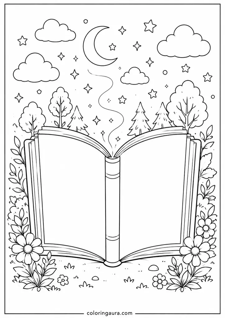 Giant Open Book Coloring Page