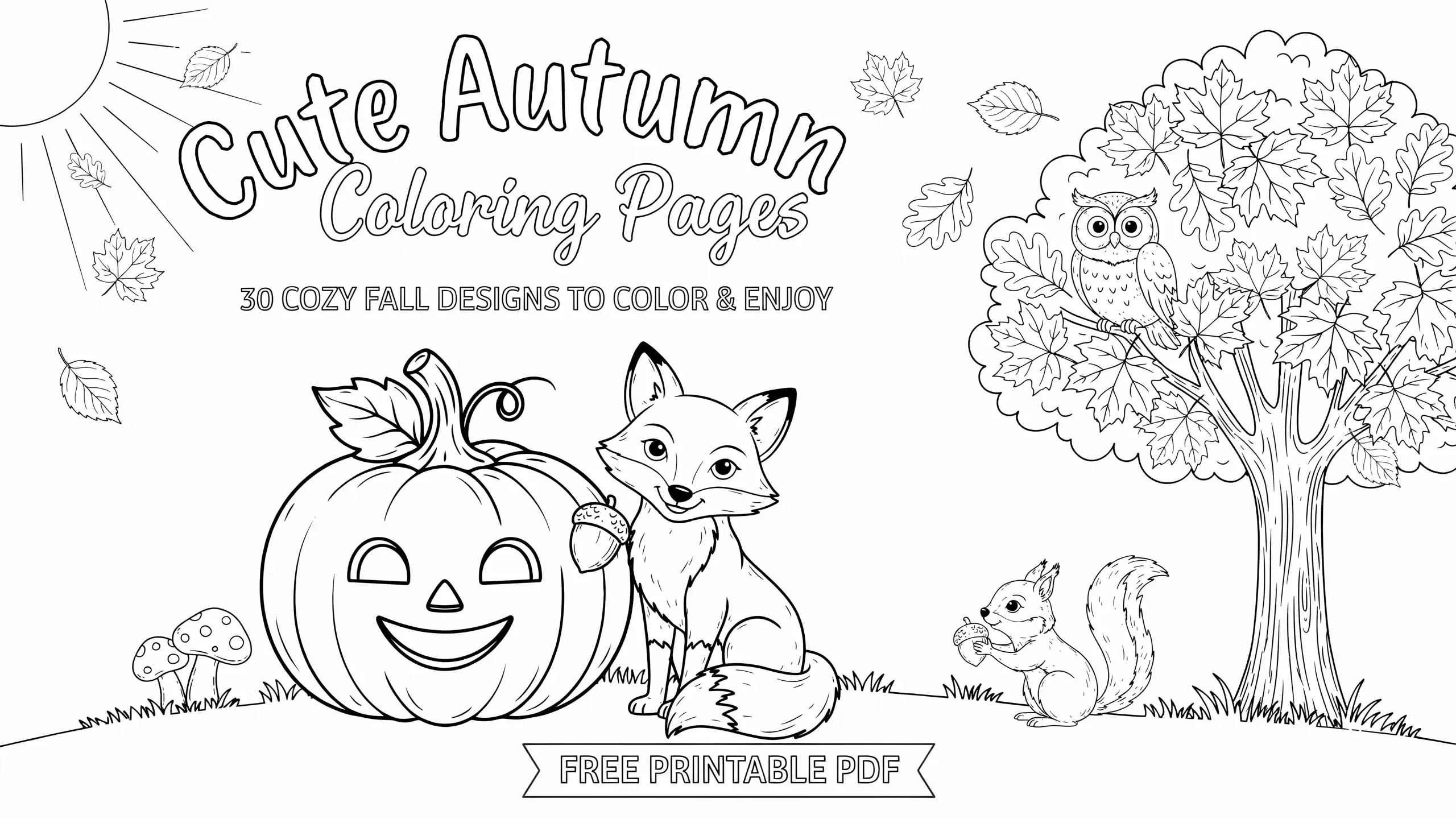 30+ Cute Autumn Coloring Pages – Free Printable PDF