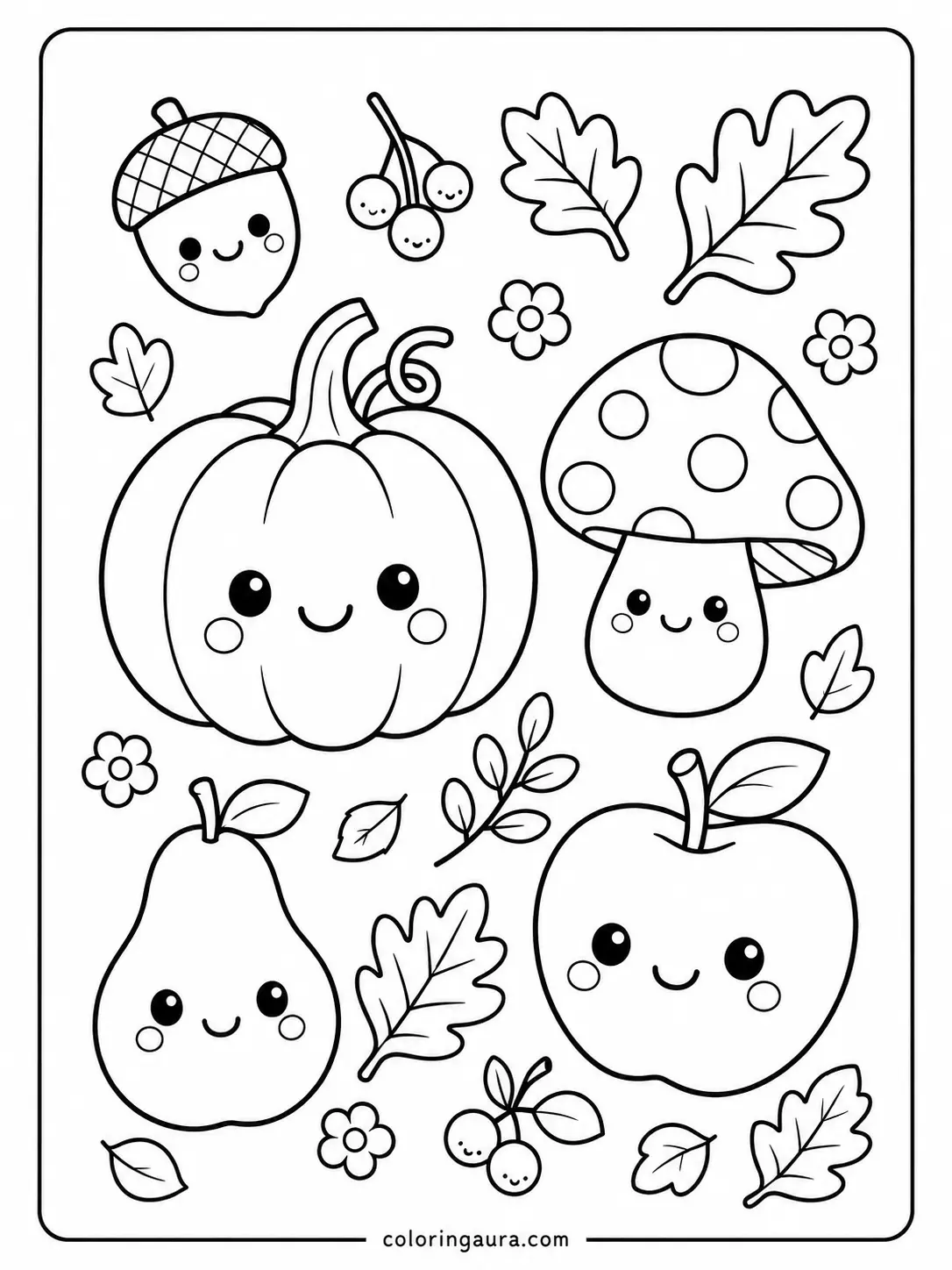 Cute Autumn Harvest Coloring Page