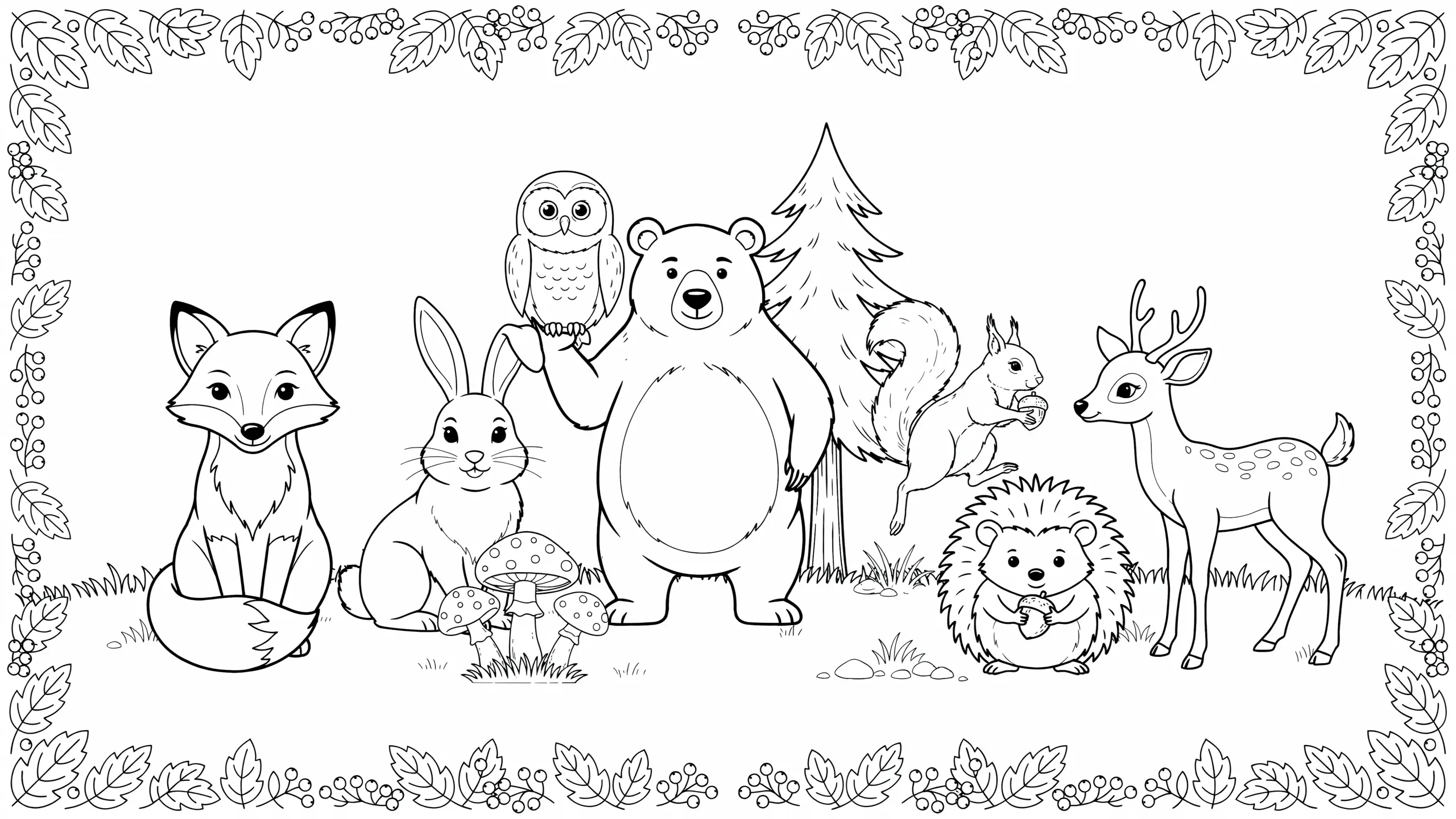 Cute Woodland Animal Coloring Pages