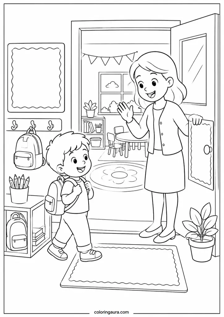 First Day Kindergarten Welcome Coloring Page