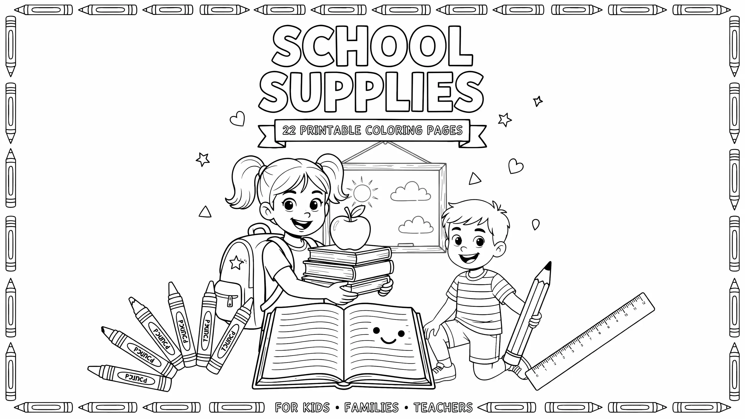 Free School Supplies Coloring Pages