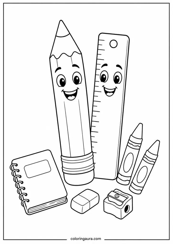 Pencil and Ruler Coloring Page
