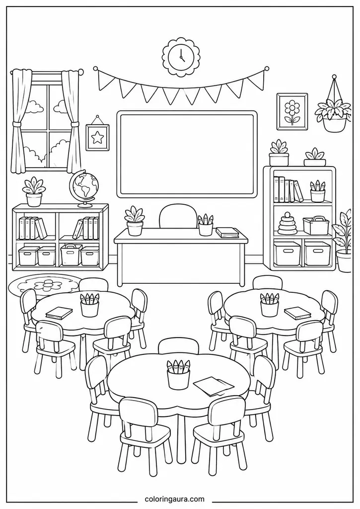 Kindergarten Classroom Coloring Page
