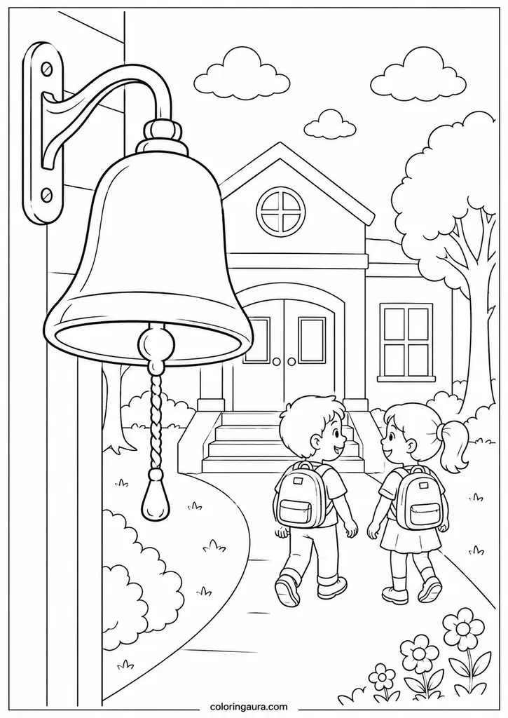 Kindergarten School Bell Coloring Page