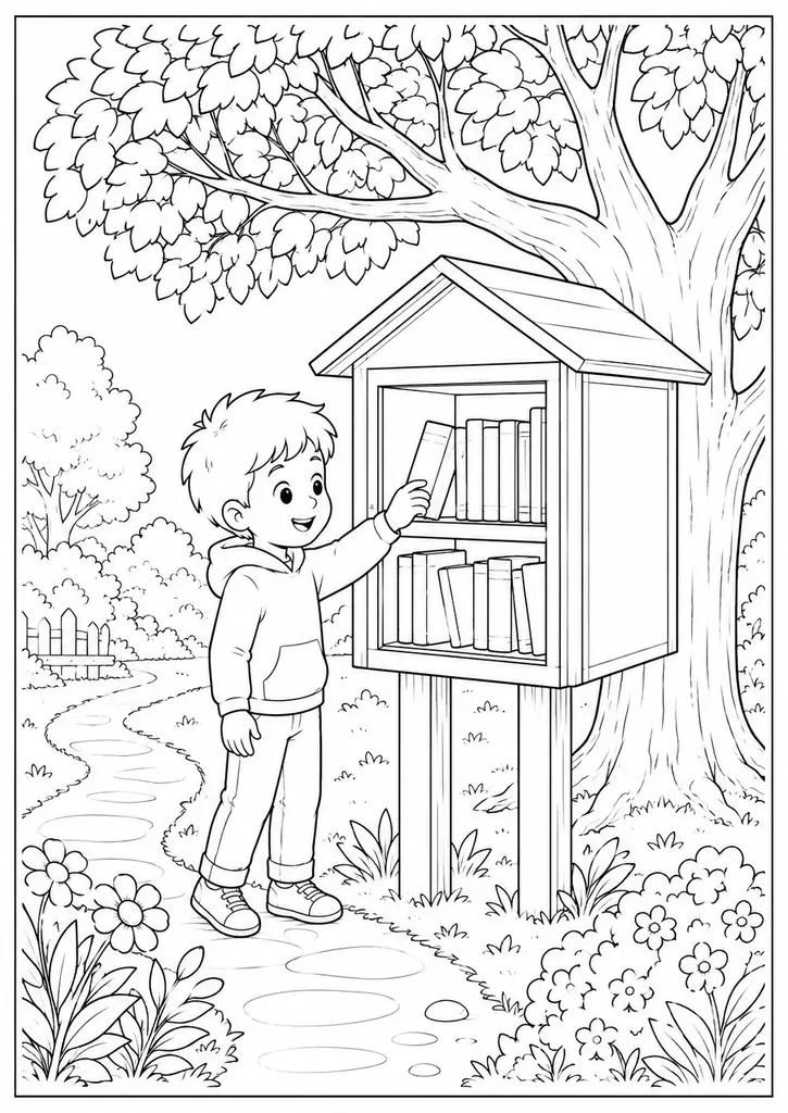 Little Free Library Coloring Page