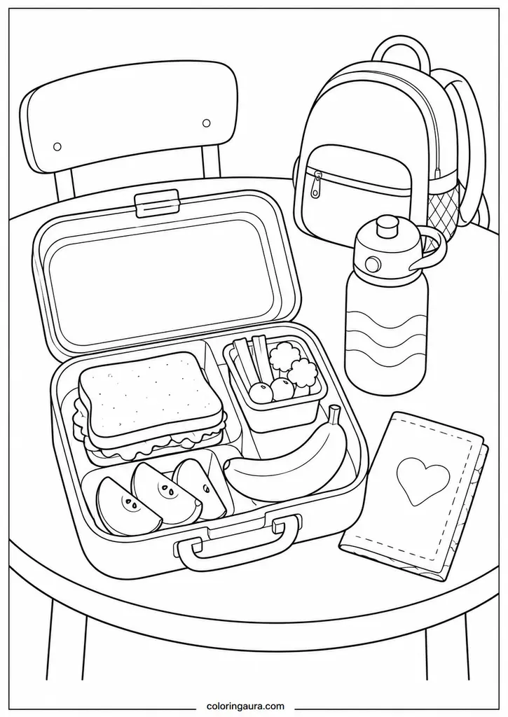 Kindergarten Lunchbox Coloring Page