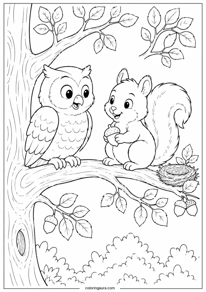 Owl and Squirrel Treehouse Friends