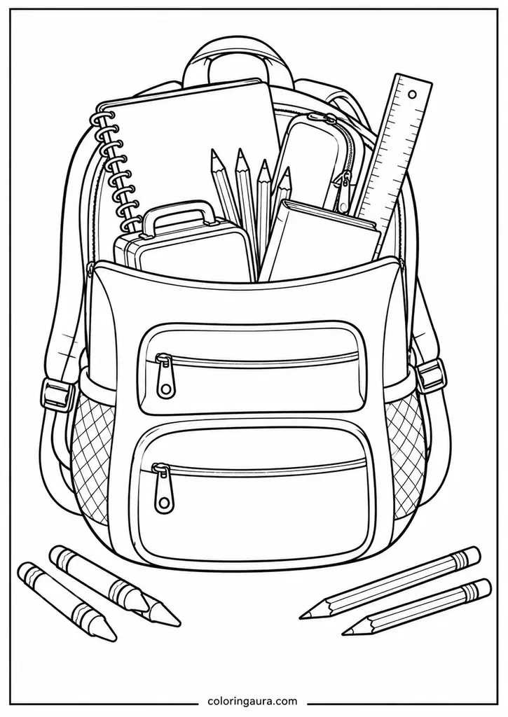 Giant School Backpack Coloring Page