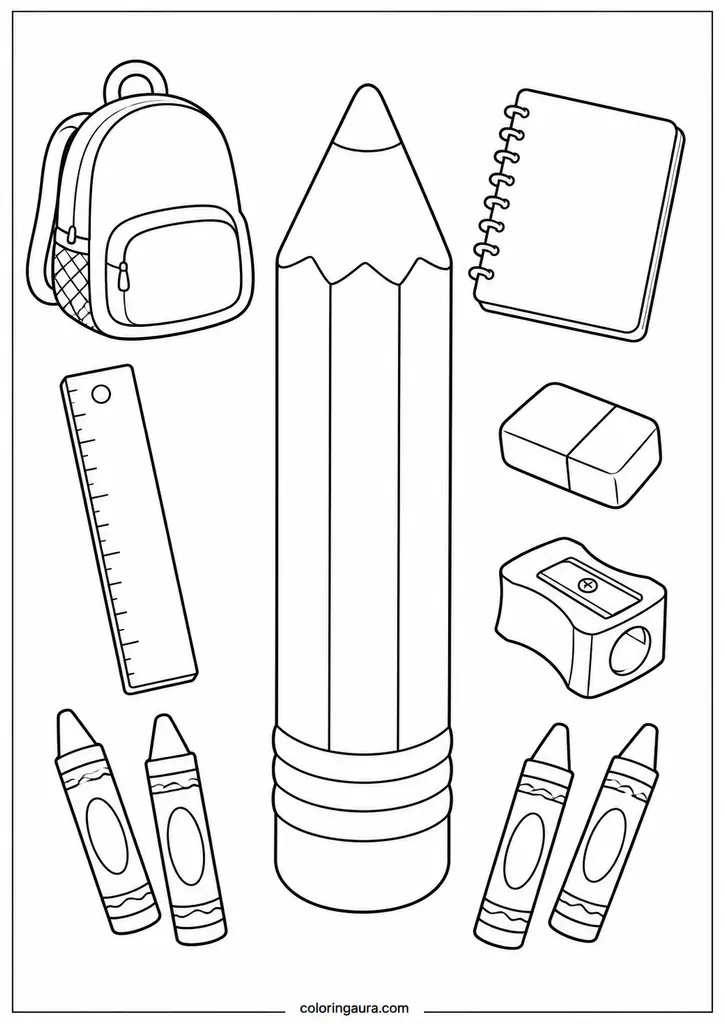 Giant Kindergarten Pencil Coloring Page