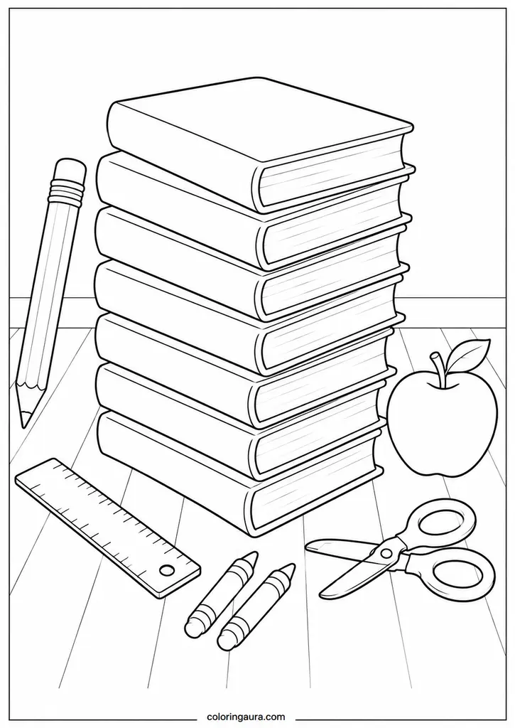 School Supplies Coloring Page