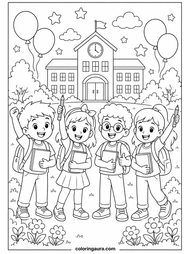 Back to School Celebration Coloring Page