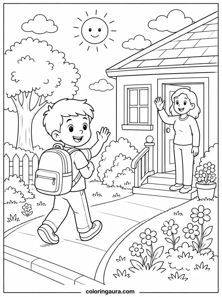 School Morning Back to School Coloring Page
