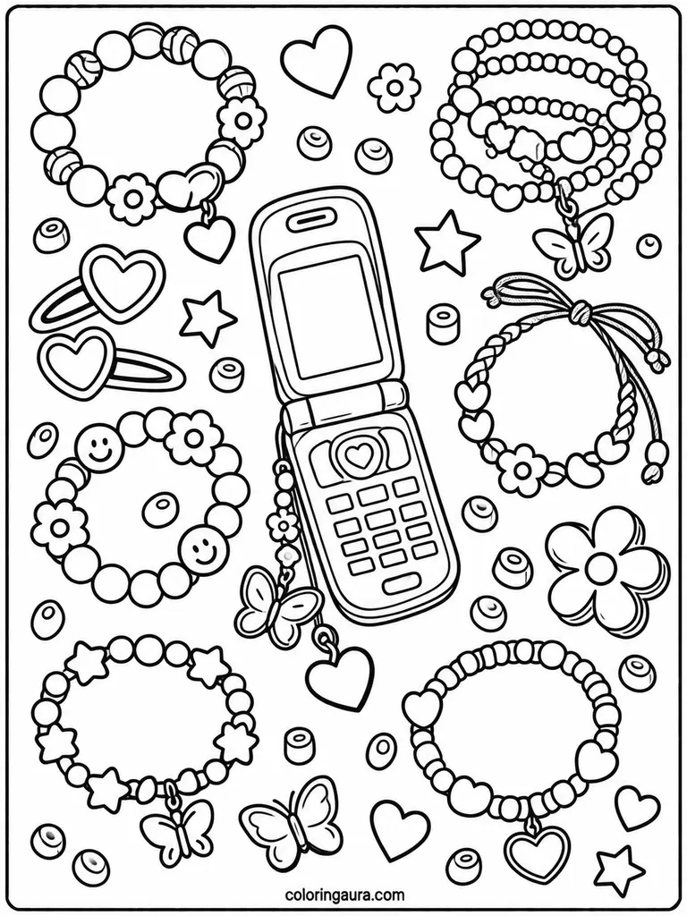 2000s Friendship Bracelet Coloring Page