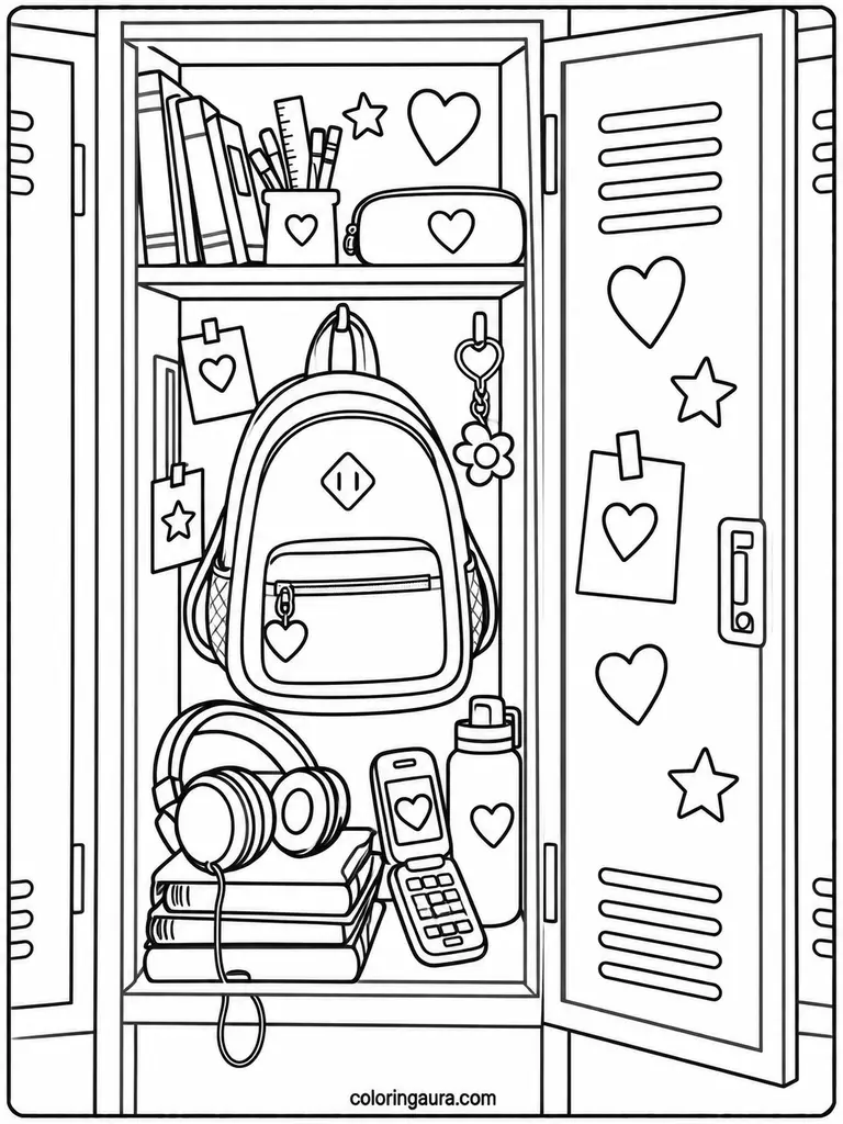 2000s School Locker Coloring Page