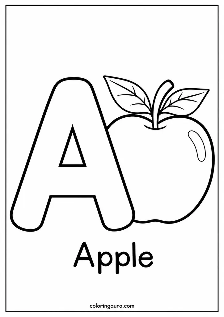 A Is for Apple Coloring Page