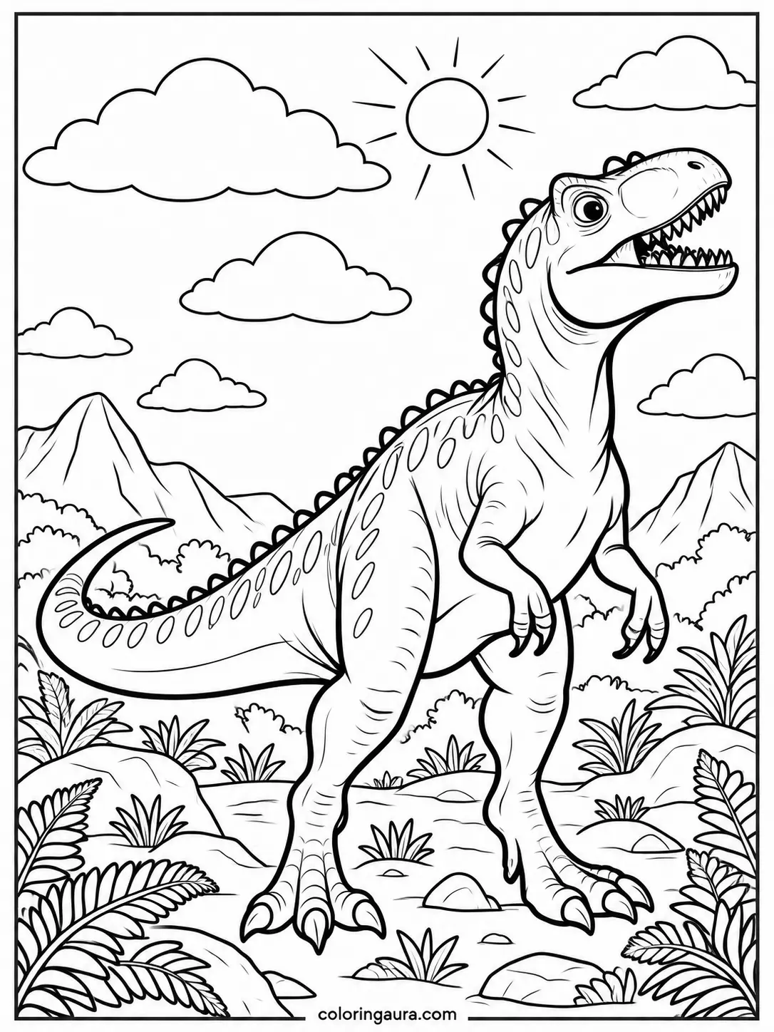 Allosaurus Looking Up Coloring Page