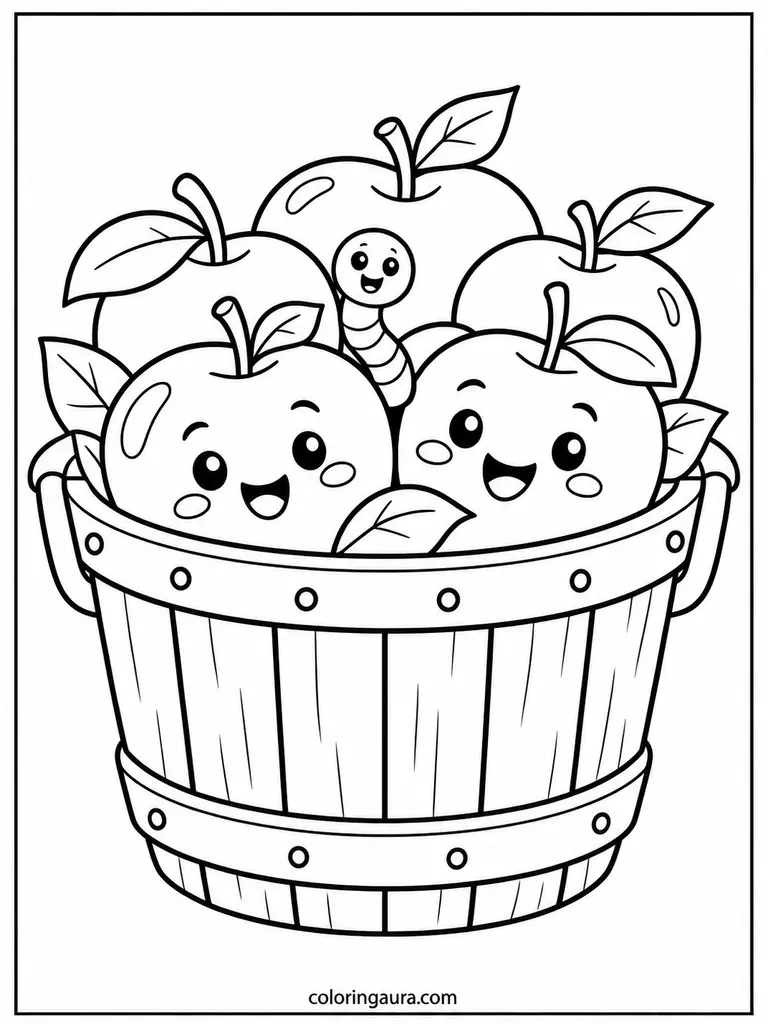 Apple Basket Coloring Page