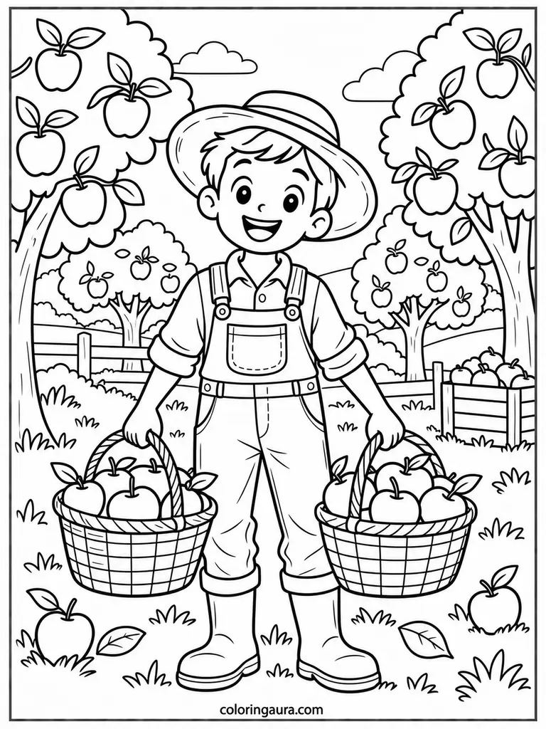Apple Farmer Coloring Page