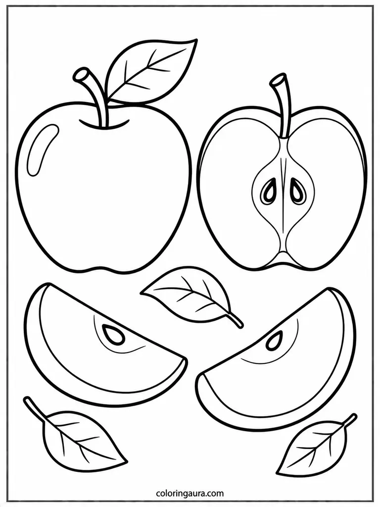 Apple Slices Coloring Page