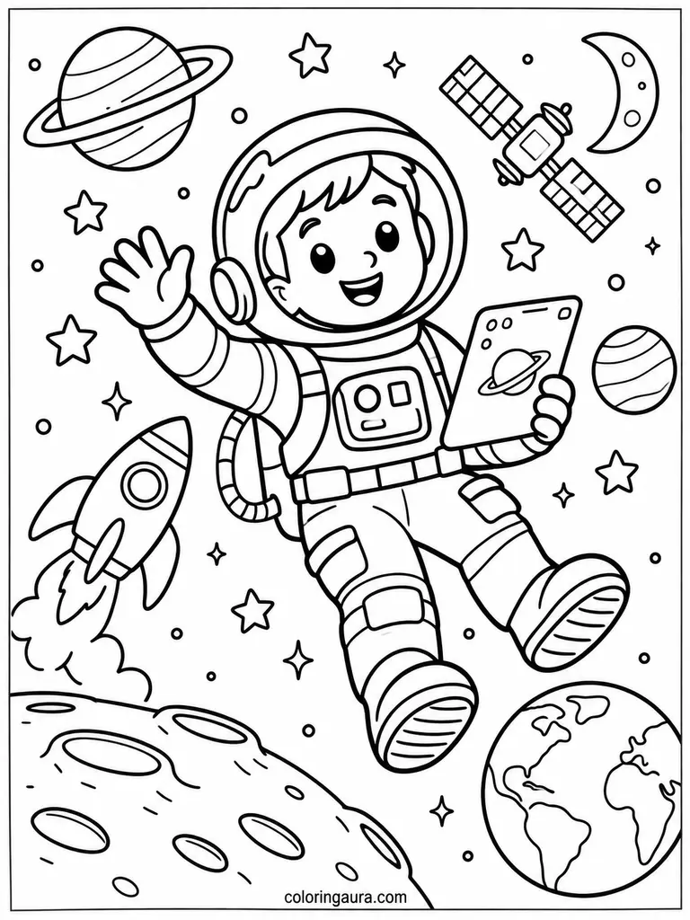 Astronaut Labor Day Coloring Page