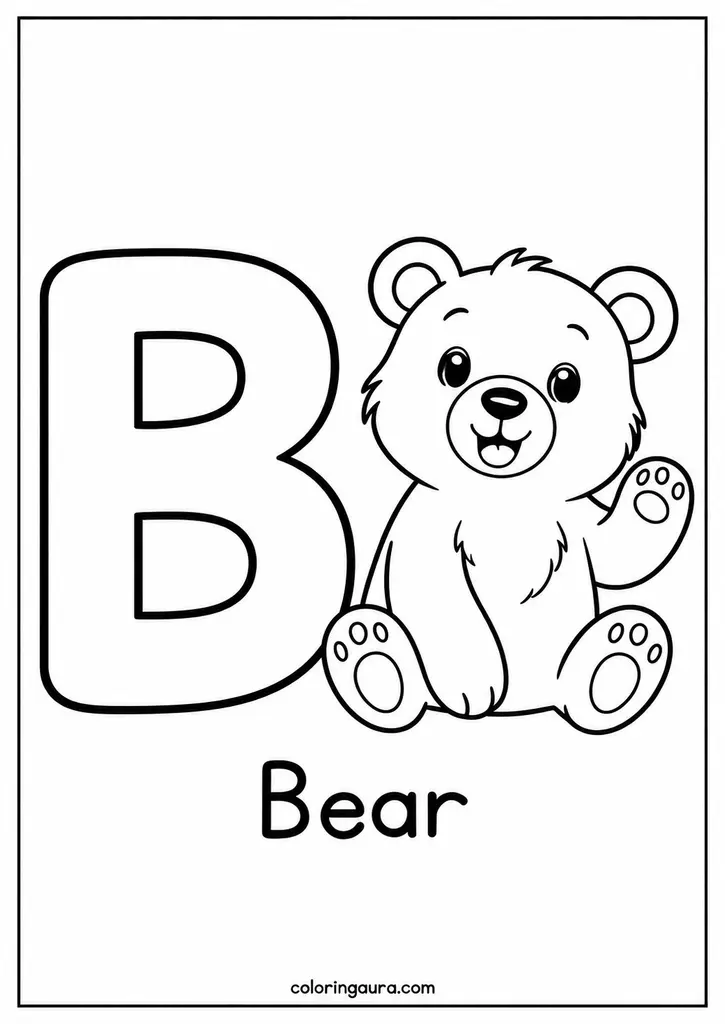 B Is for Bear Coloring Page