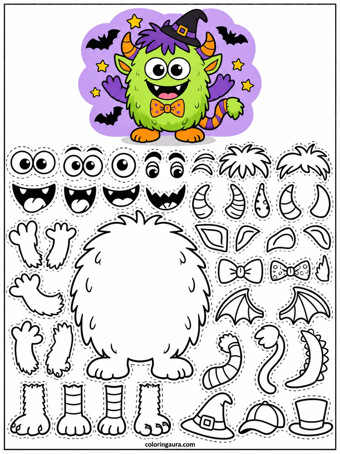 Build Your Own Halloween Monster Coloring Page