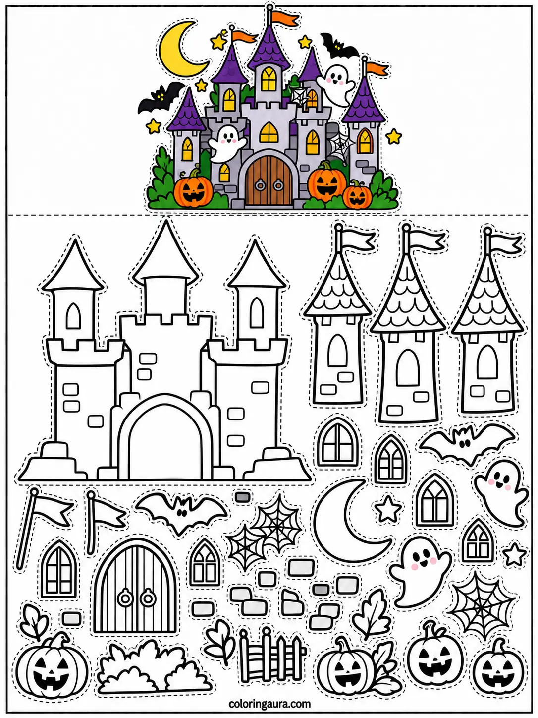 Build Your Own Haunted Castle Coloring Page