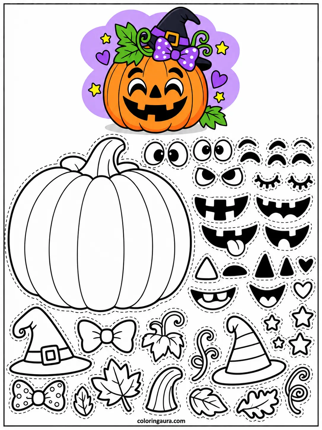 Build Your Own Jack-O-Lantern Coloring Page