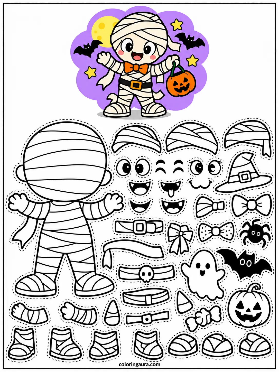 Build Your Own Mummy Coloring Page