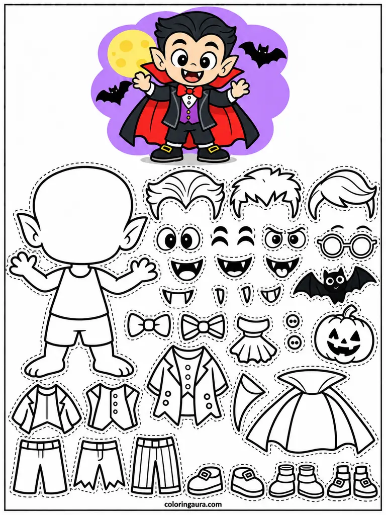 Build Your Own Vampire Coloring Page