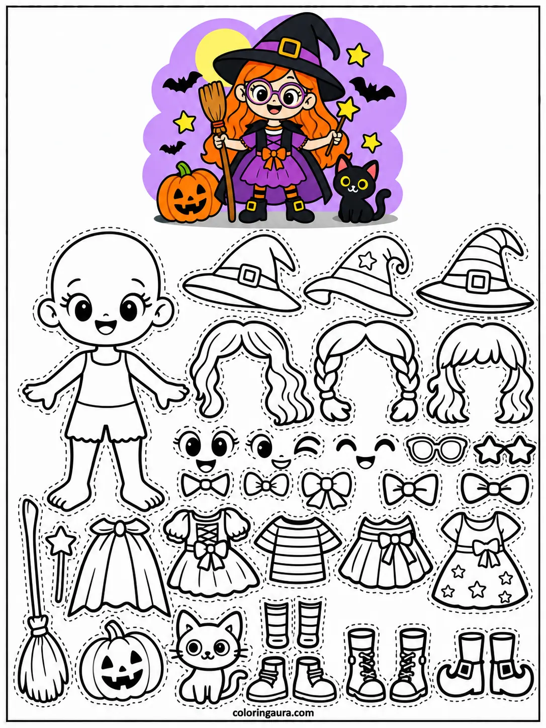 Build Your Own Witch Coloring Page