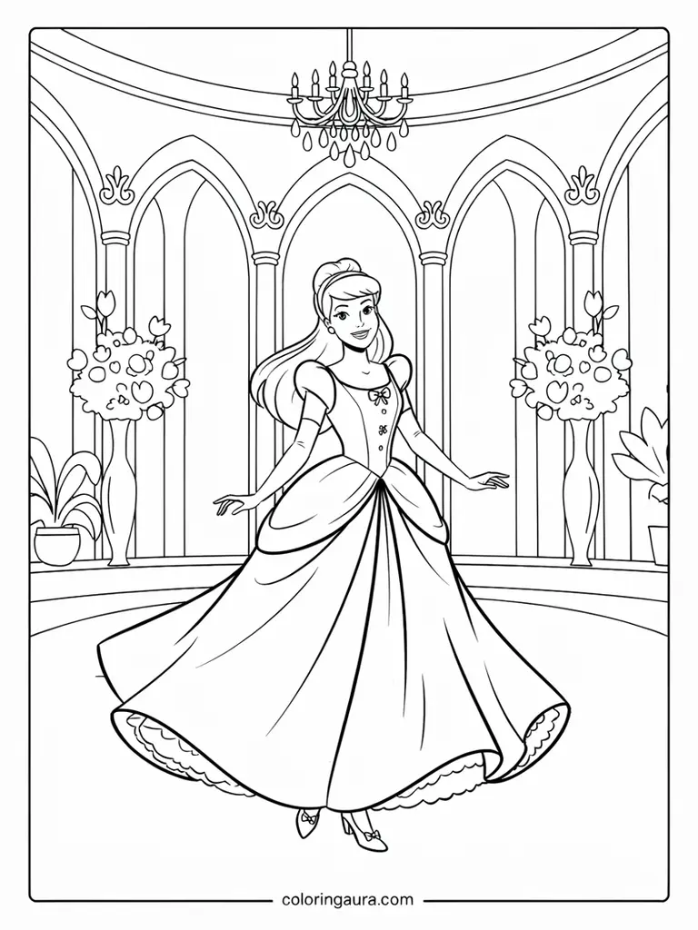 Cinderella Royal Ball Coloring Page