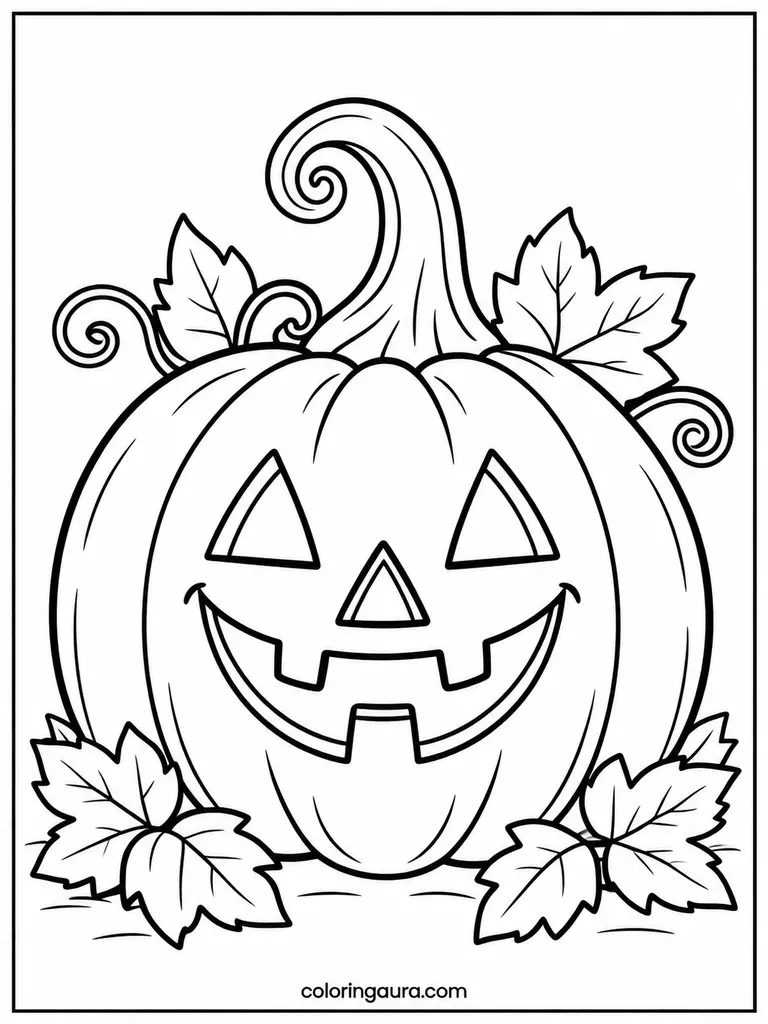 Classic Smiling Jack-O-Lantern Coloring Page