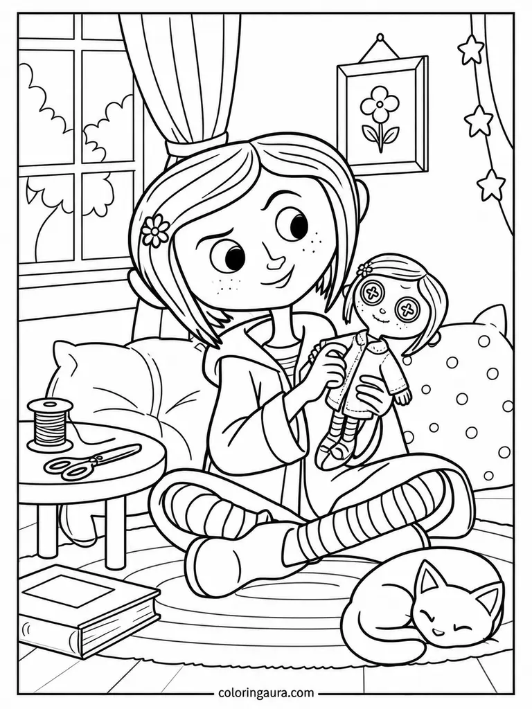Coraline Button-Eyed Doll Coloring Pages