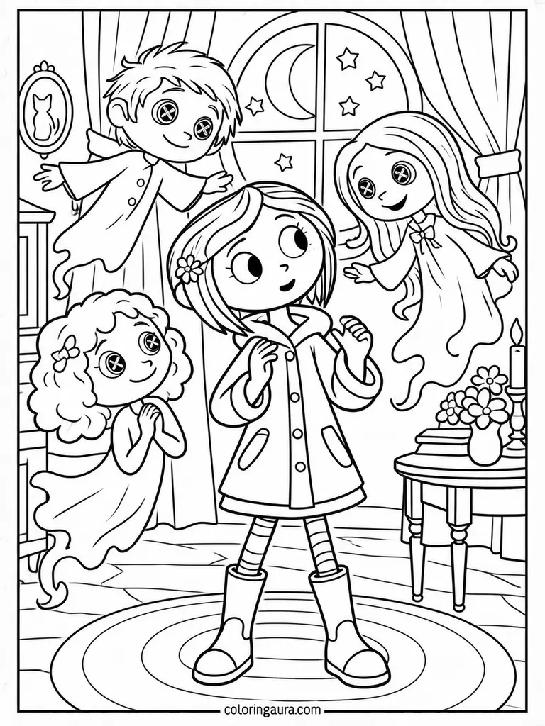 Coraline Ghost Children Coloring Page