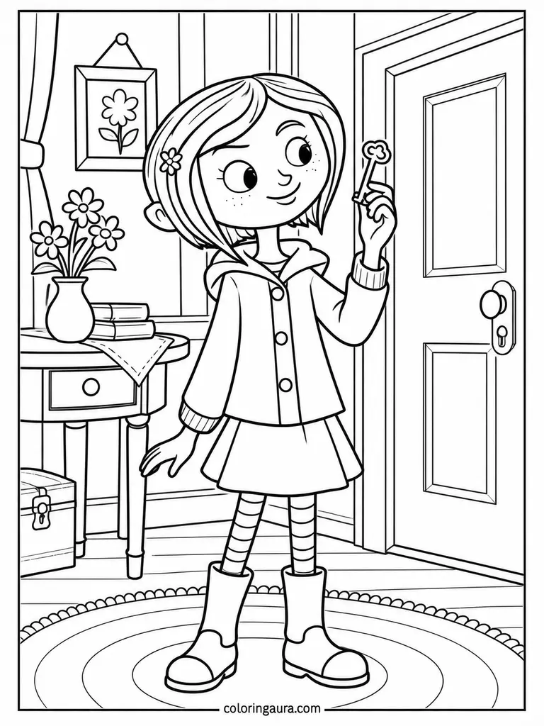 Coraline Mysterious Key Coloring Page
