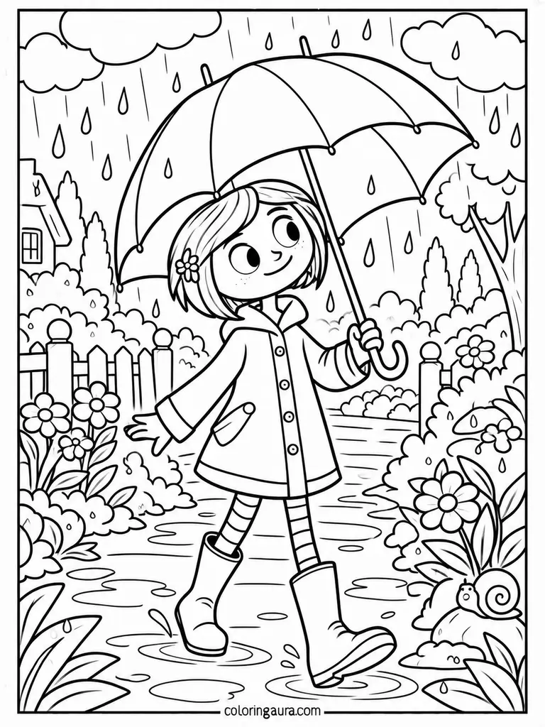 Coraline Rainy Day Coloring Page