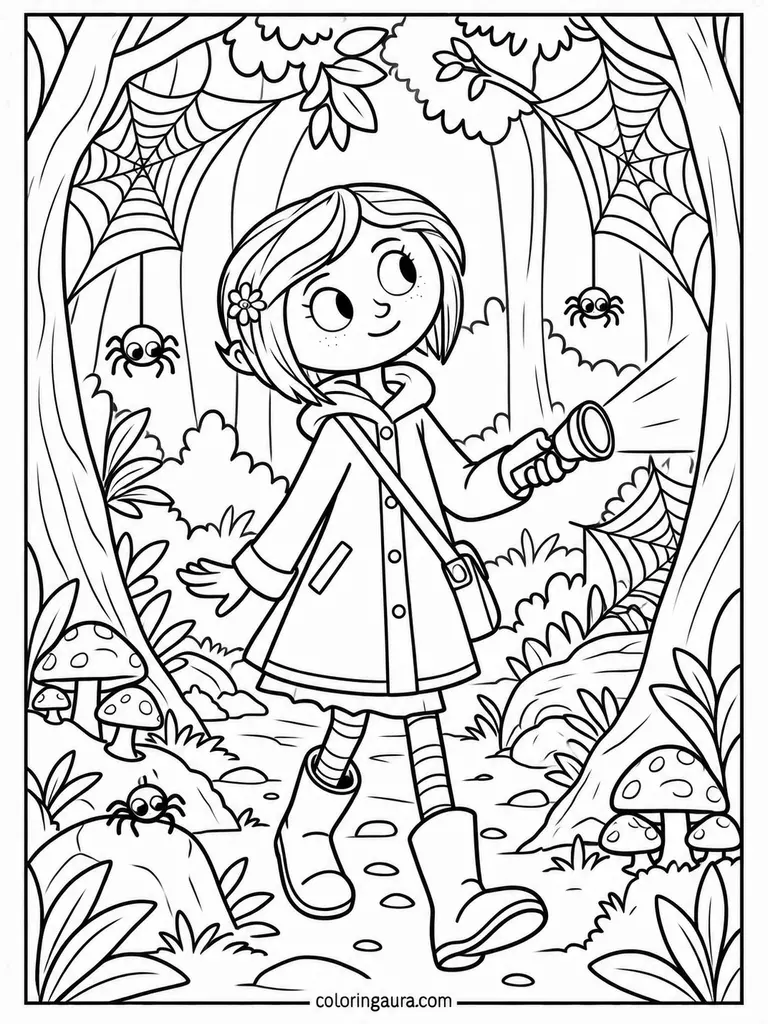 Coraline Spiderweb Forest Coloring Page